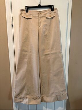 Wide-Leg Bell Trousers Penta Beige Bamboo Color Pants Khaki Light Brown Tan 10